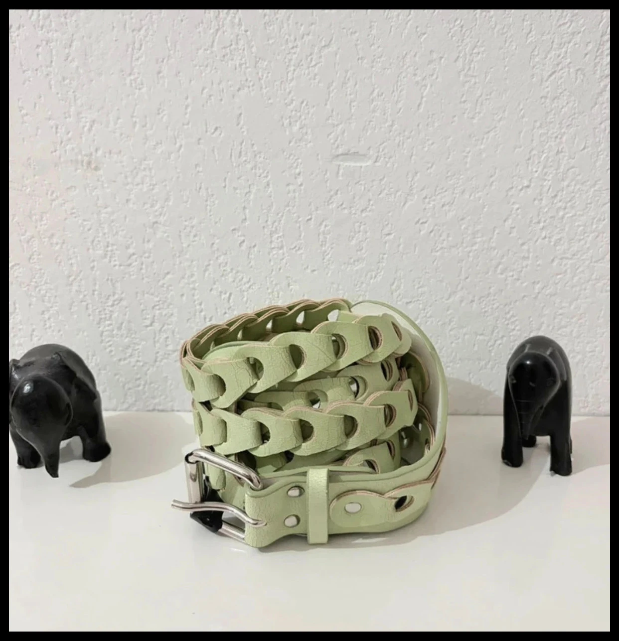 105 cm sage green elastic braided belt – Brand new with tag – photo 2